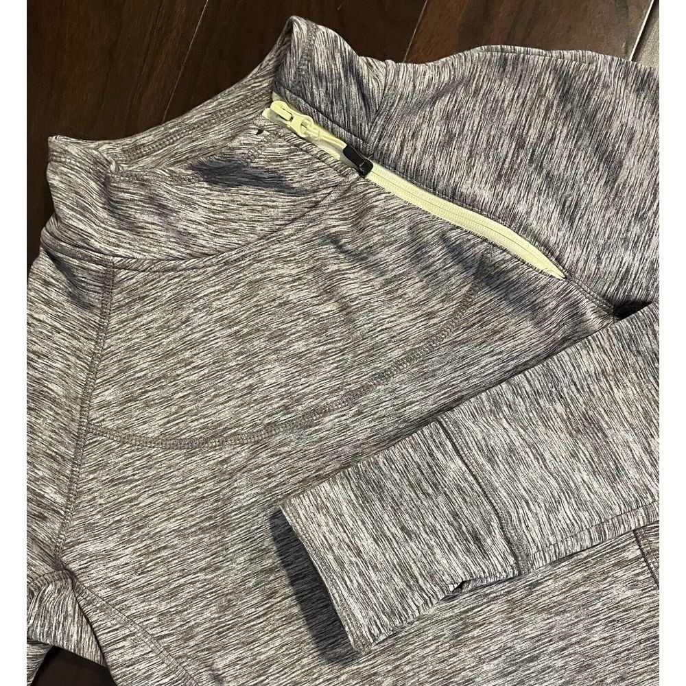 Eddie Bauer Active Top Pullover Women Med Gray Asymmetrical 1/4 Zip Thumbhole